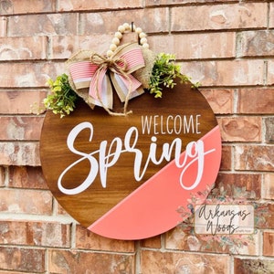 Spring door hanger, welcome spring door hanger, spring wreath, spring decor, hello spring wreath, spring door decor, farmhouse door hanger