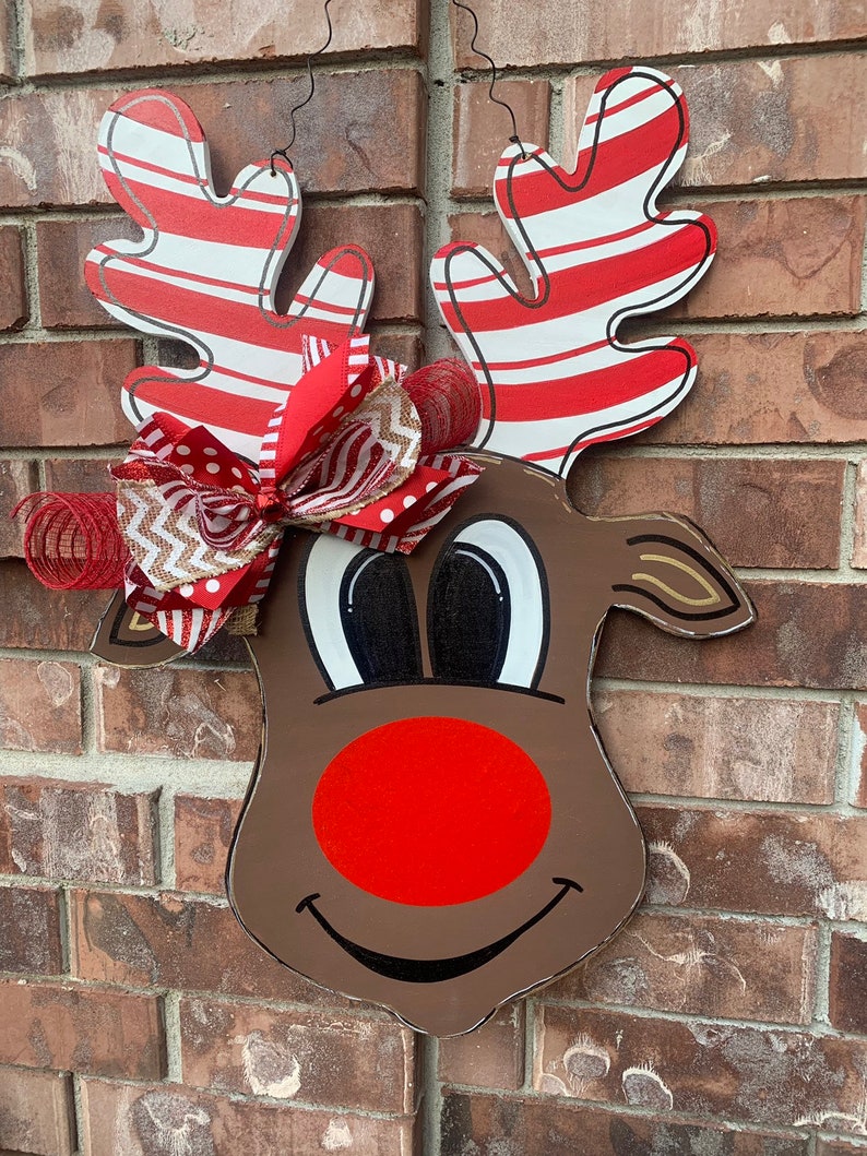 Reindeer Door Hanger Christmas Door Hanger Rudolph Door | Etsy