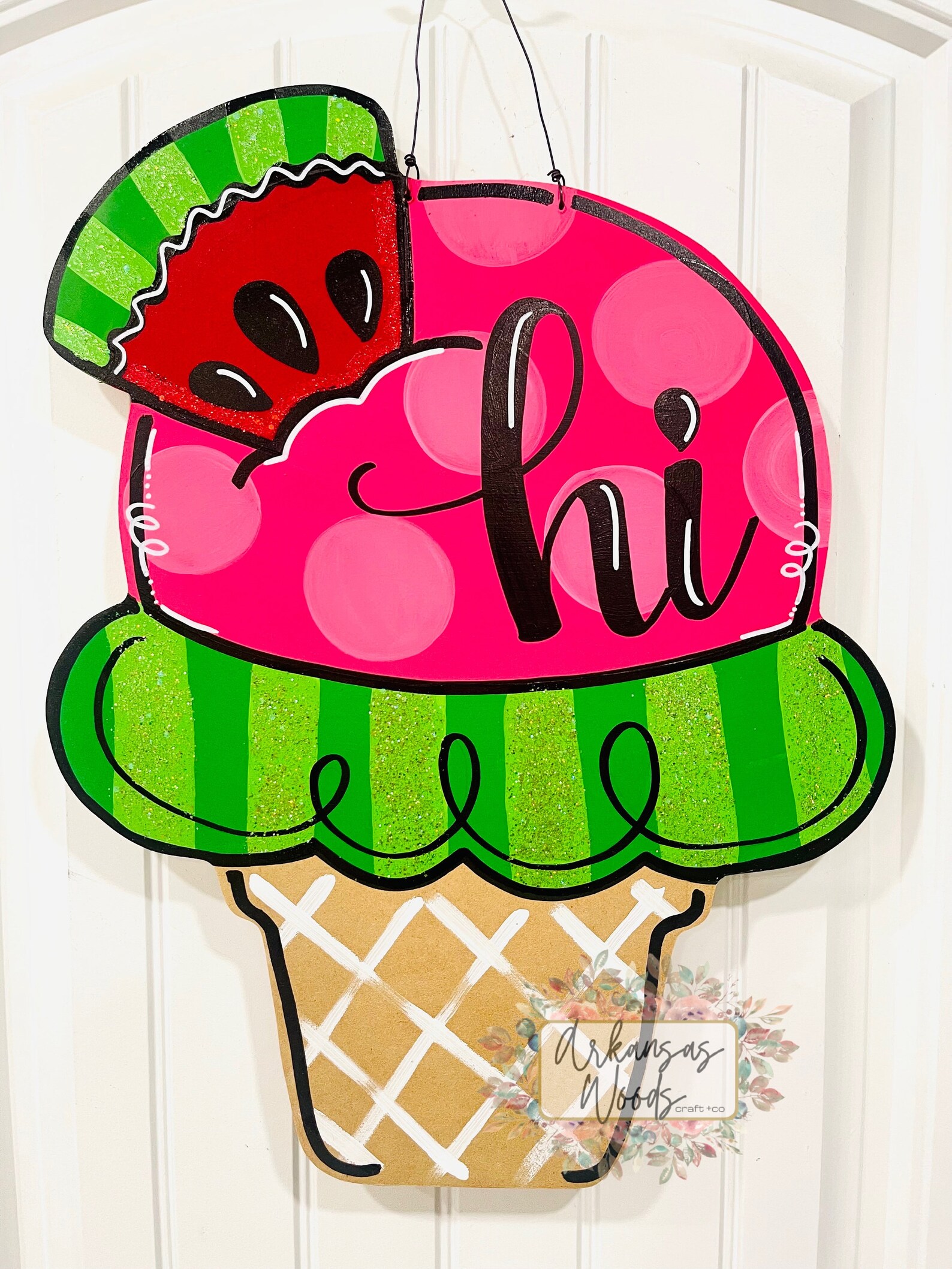 Watermelon Ice Cream Door Hanger, Summer Door Hanger, Summer Wreath