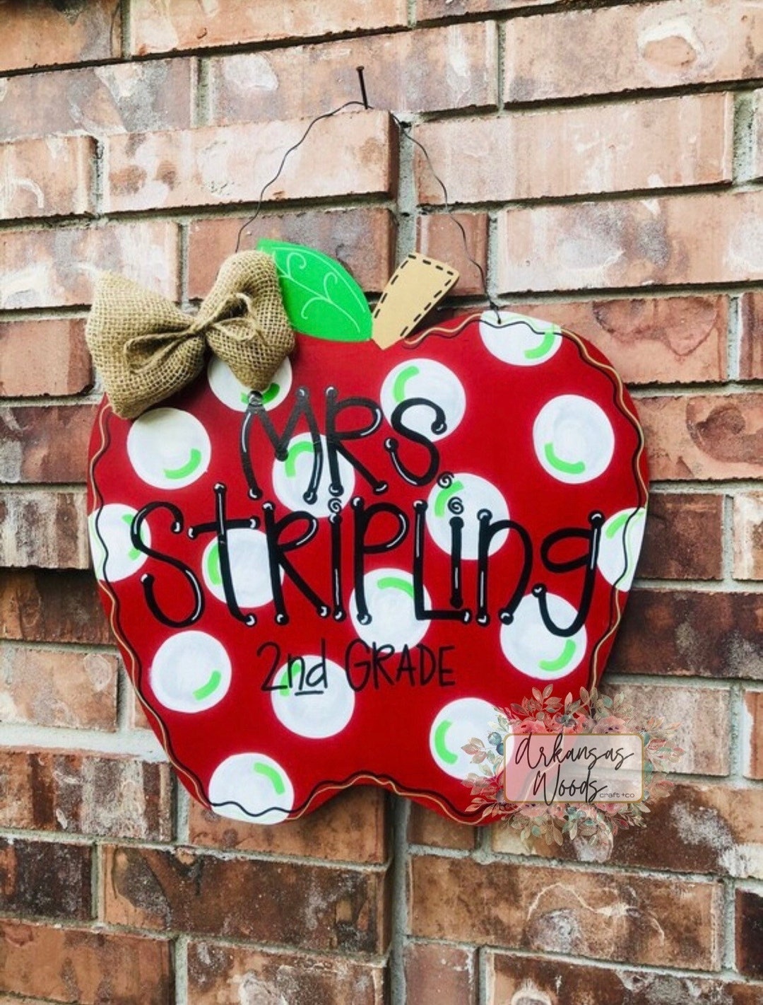 Apple Door Hanger Teacher Door Hanger Back to School Door Etsy
