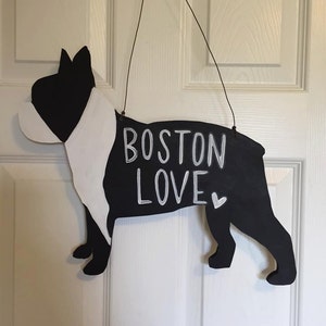 Boston Terrier Door Hanger, dog door hanger, dog wreath, boston terrier, dog decor, dog lover decor, dog mom decor, pet gift, fur mama decor