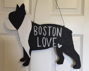 Boston Terrier Door Hanger, dog door hanger, dog wreath, boston terrier, dog decor, dog lover decor, dog mom decor, pet gift, fur mama decor