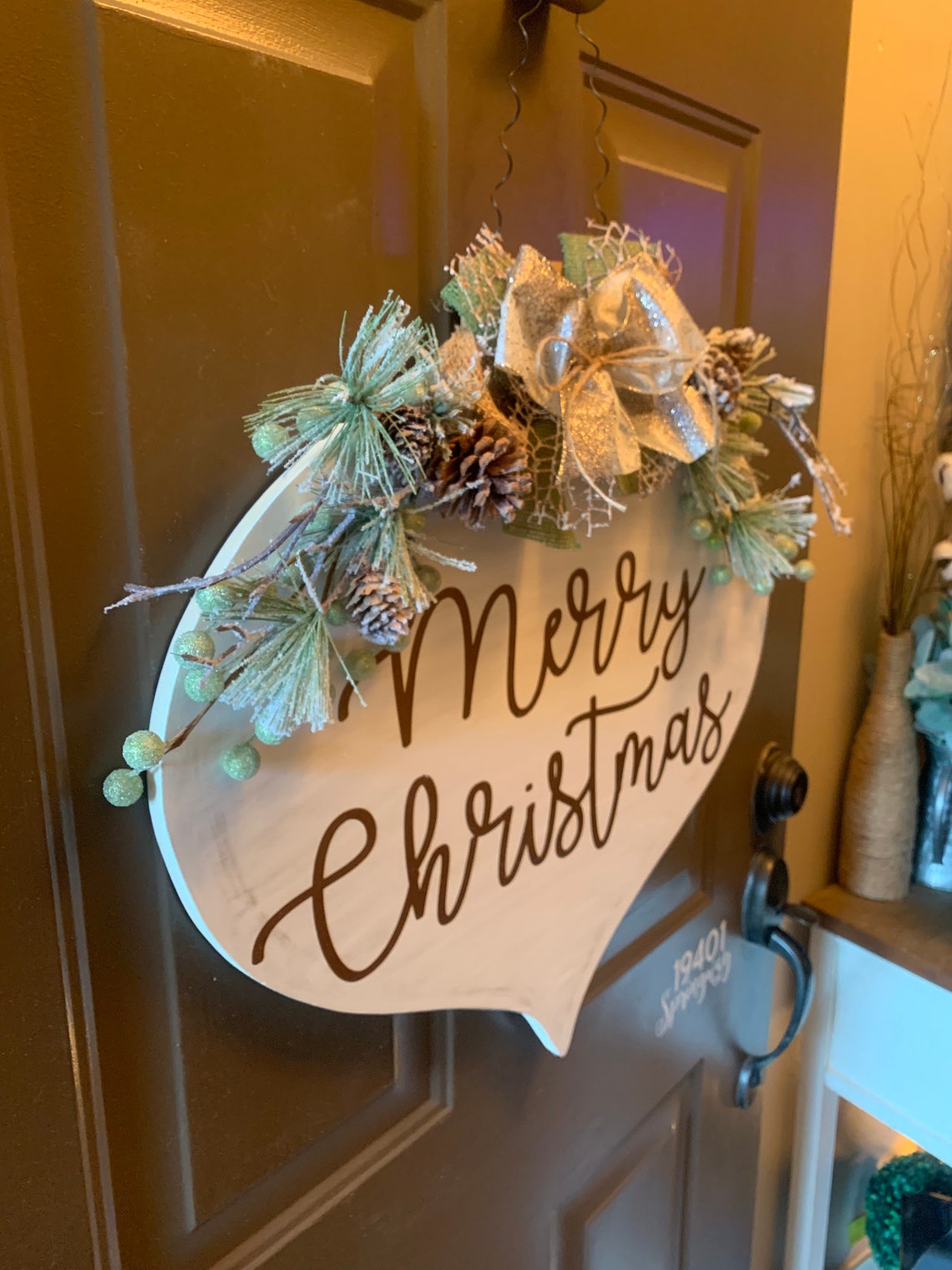 Christmas Door Hanger Ornament Door Hanger Nature Themed Etsy