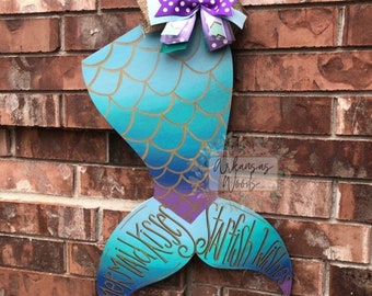 Mermaid Door Hanger, Mermaid Wreath, Summer Door Hanger, Summer Wreath, Mermaid Party Decor, Pool Door Hanger, Pool Decor, Mermaid Decor