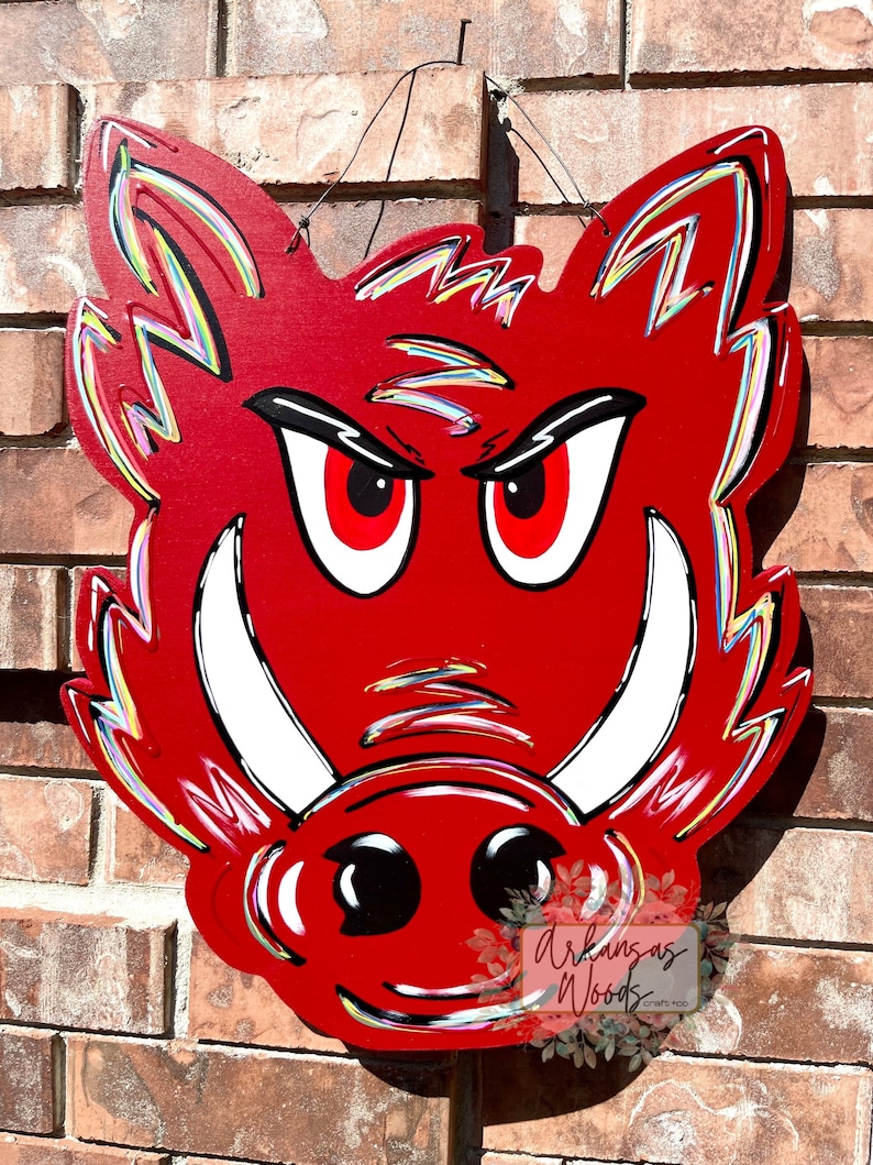 Razorback Hog Door Hanger: Arkansas Football Decor