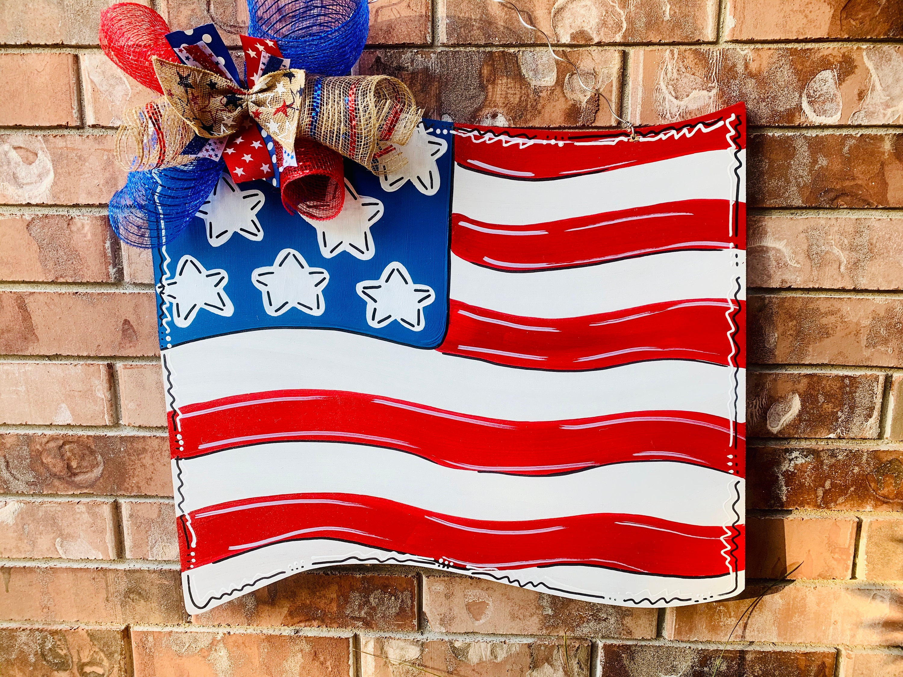 Patriotic Door Hanger American Flag door hanger american Etsy
