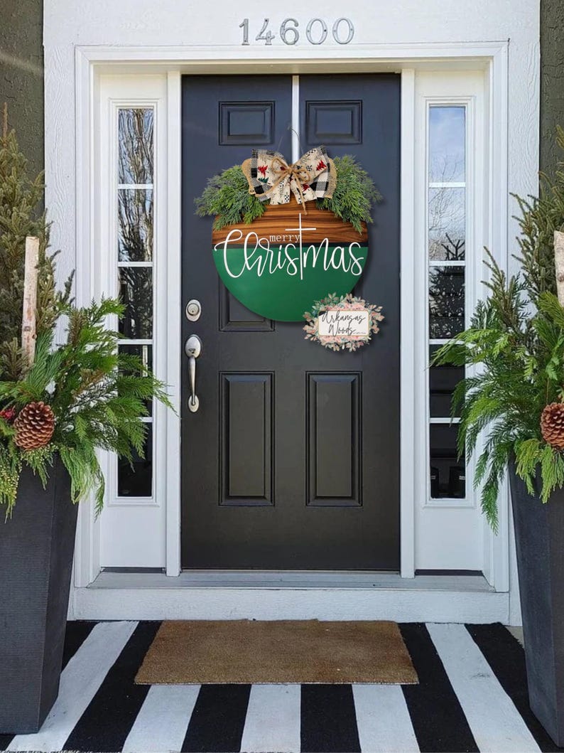 Farmhouse Christmas Door Hanger: Nativity Scene Wreath, Religious Decor image 1