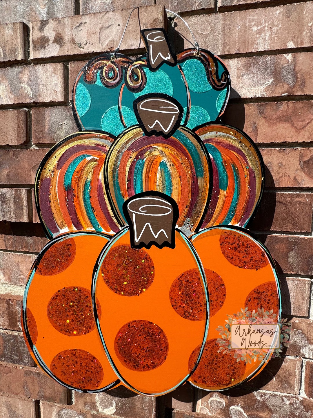 Stacked Pumpkin Door Hanger: Glitter Fall Decor (23x17 In) - Etsy