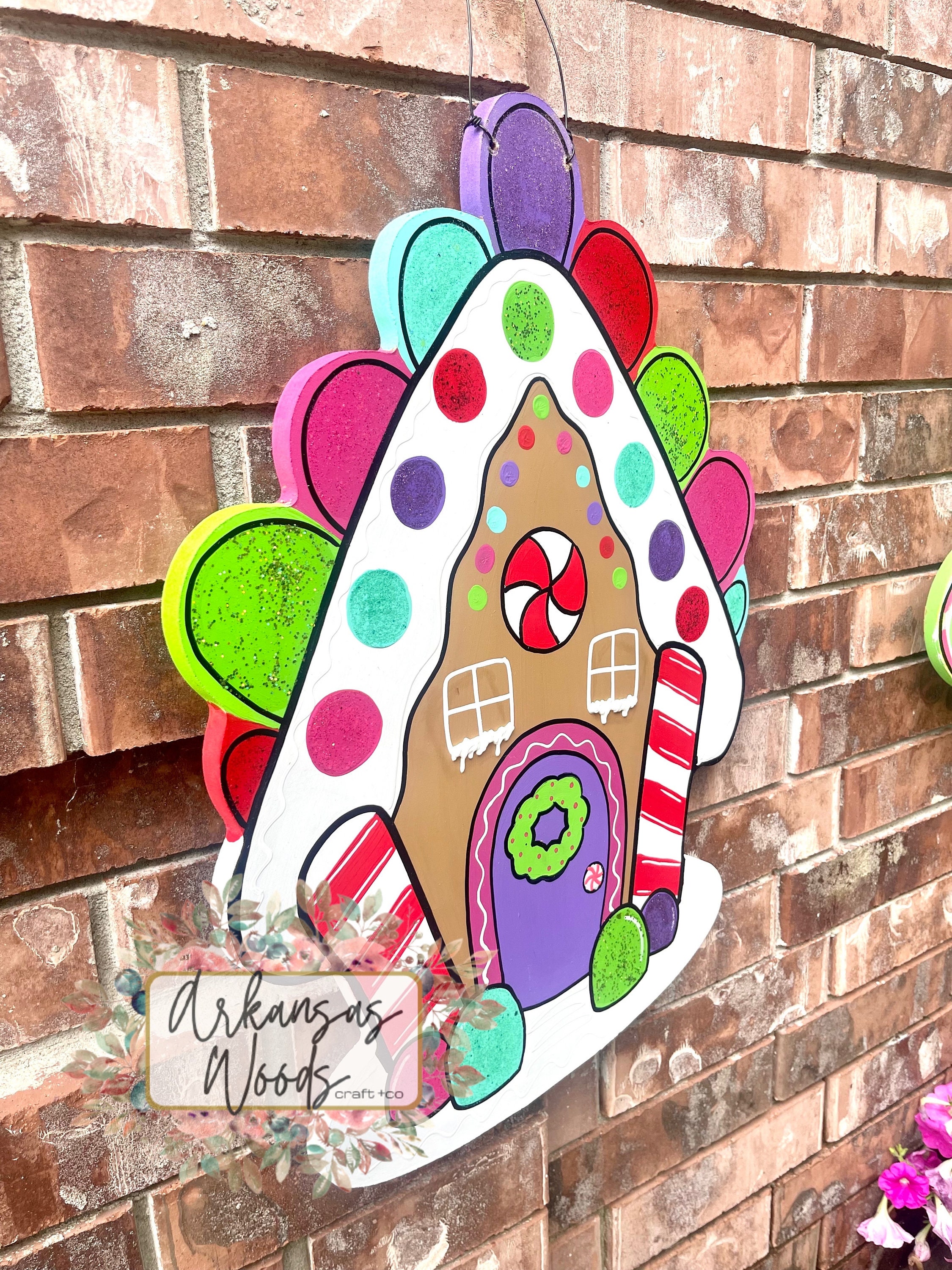 Gingerbread House Christmas Door Hanger: Glittery Whimsical Christmas ...