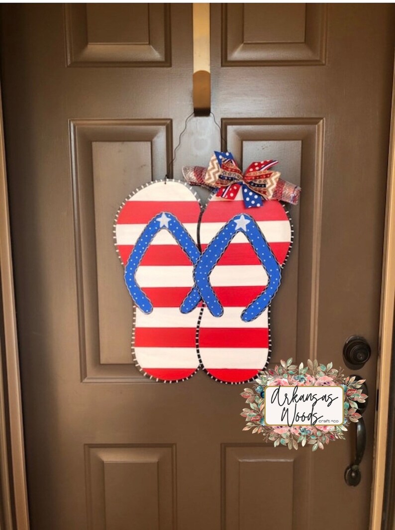 Patriotic Flip Flop Door Hanger: 4th of July Summer Decor - Etsy