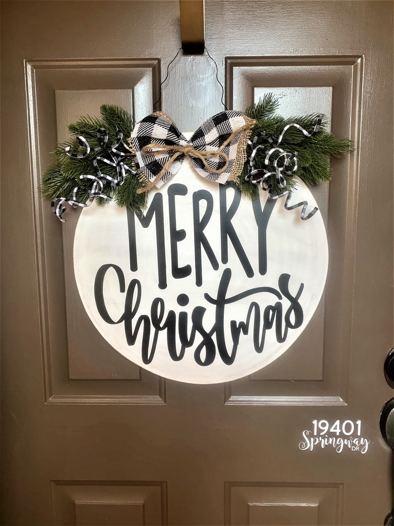 Christmas Door Hanger Christmas Wreath Farmhouse Christmas Etsy