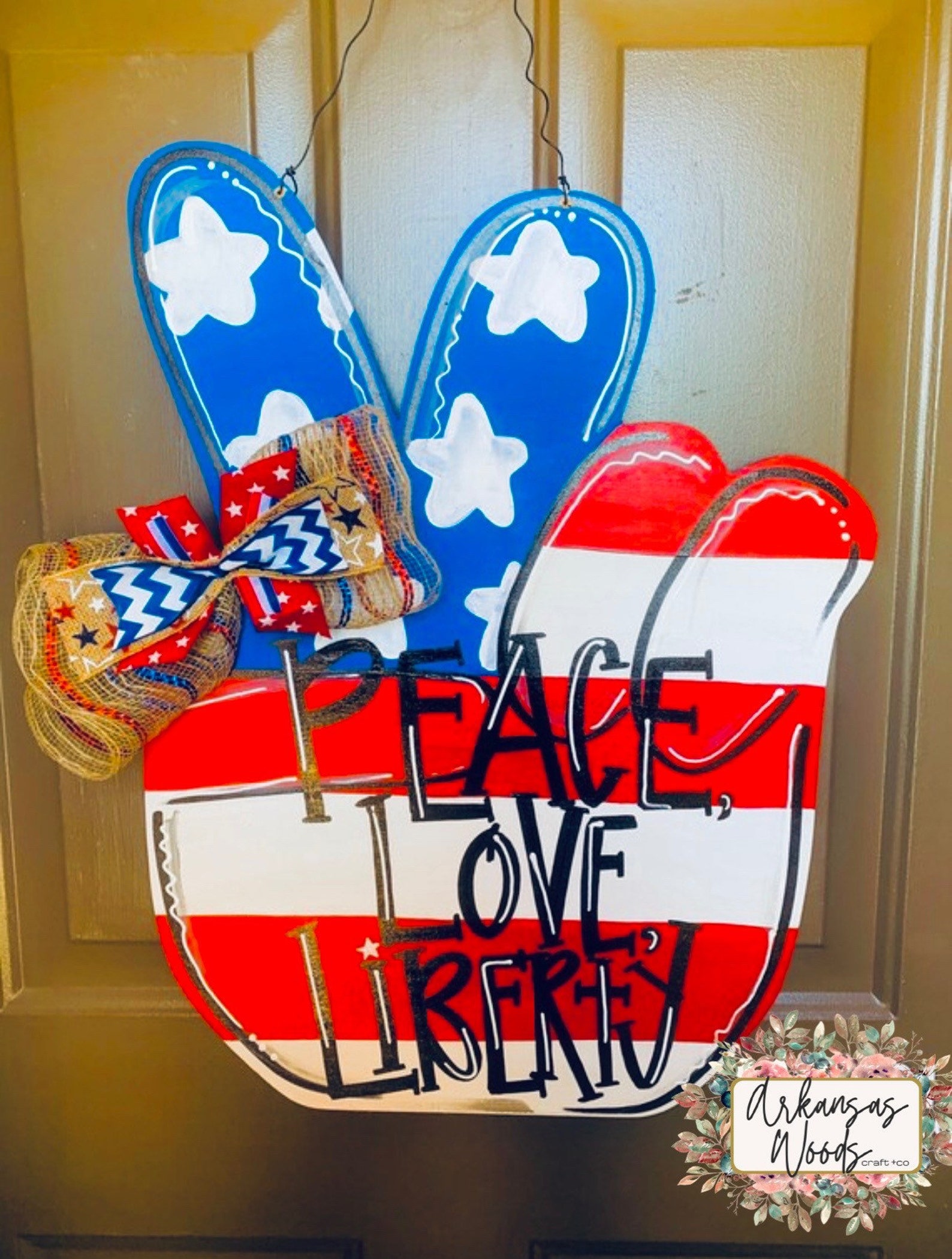 Patriotic Door Hanger 4th of July Door Hanger Flag Door Etsy