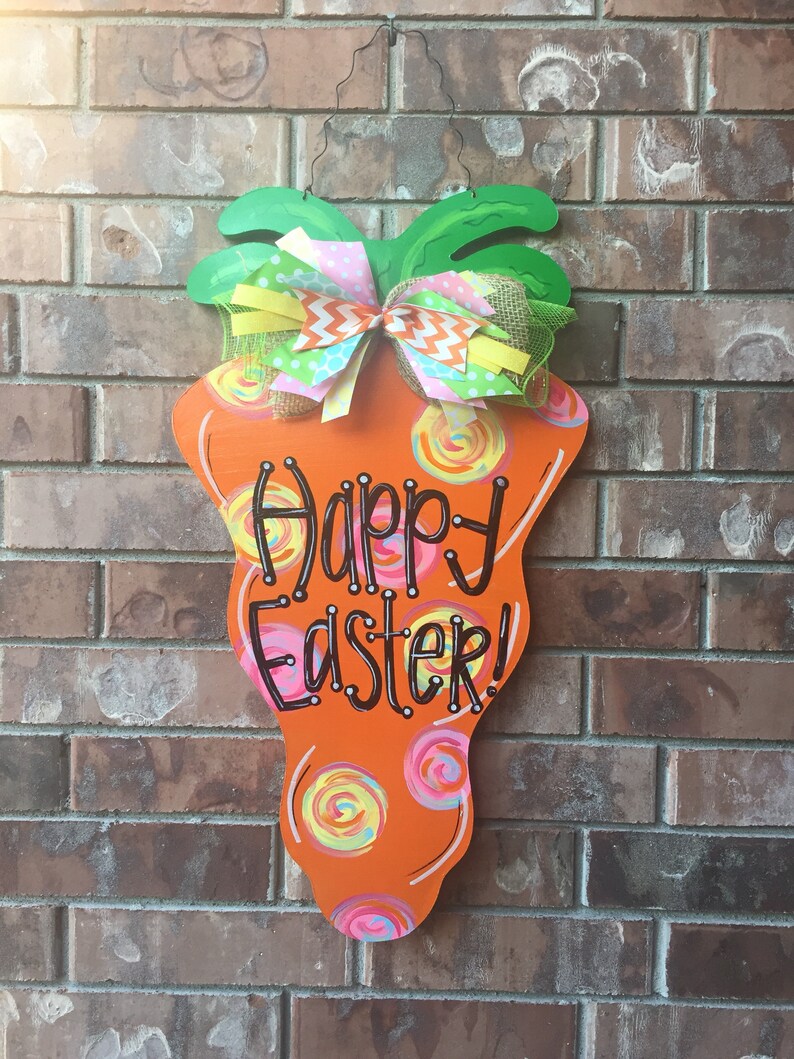 Easter Door Hanger Easter Wreath Easter Decor Carrot Door Etsy