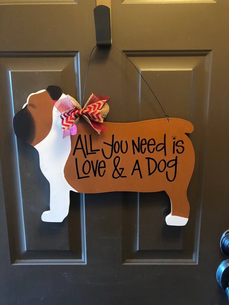 Bulldog door hanger bulldog wreath bulldog decor dog door Etsy