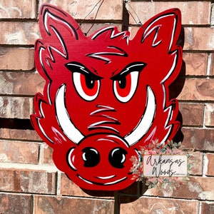 Arkansas Door Hanger, Football Door Hanger, Razorback door hanger, Hog door hanger, woo pig sooie, arkansas decor, hog decor,  housewarming