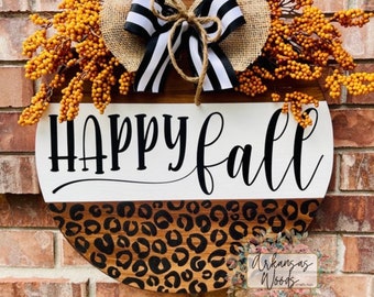 hello pumpkin door hanger, fall door hanger, leopard fall door hanger, happy fall decor, farmhouse door hang, fall farmhouse, hello pumpkin