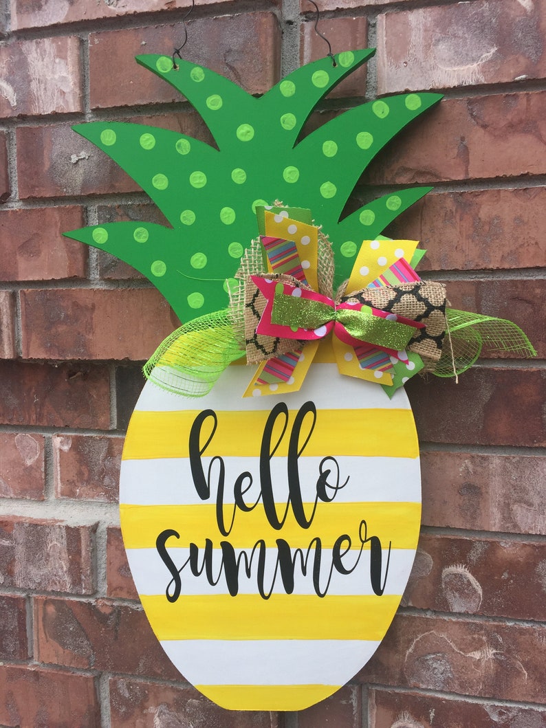 Summer Door Hanger Pineapple Door Hanger Summer Wreath Etsy