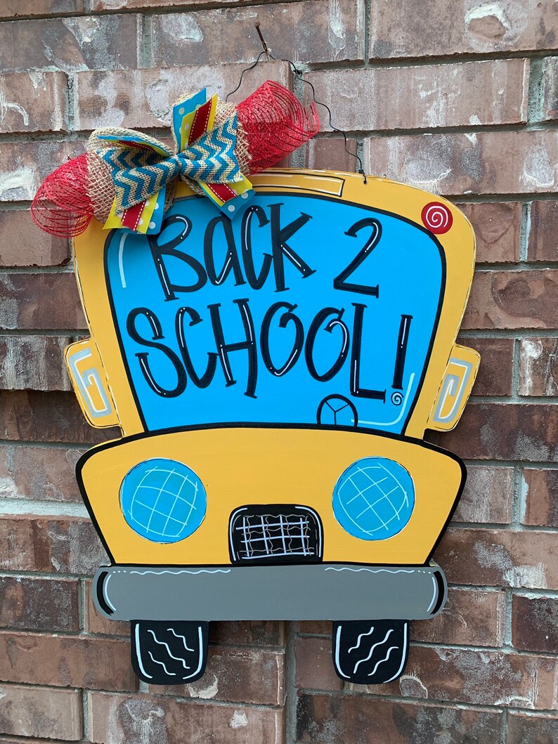 School bus door hanger back to school door hanger classroom Etsy