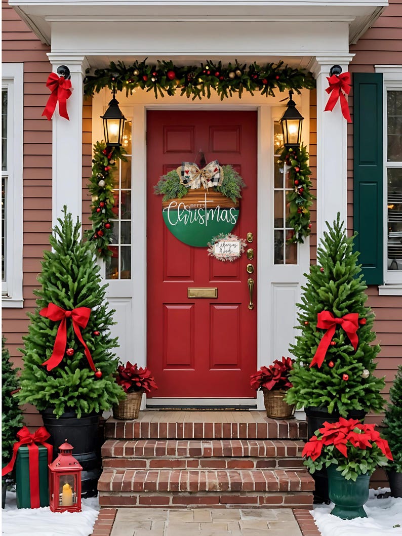 Farmhouse Christmas Door Hanger: Nativity Scene Wreath, Religious Decor image 5