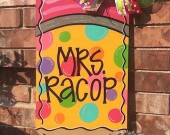 Personalized Pencil Door Hanger, Teacher Classroom Decor