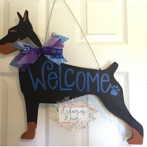 Custom Doberman Door Hanger: Dog Breed Welcome Wreath