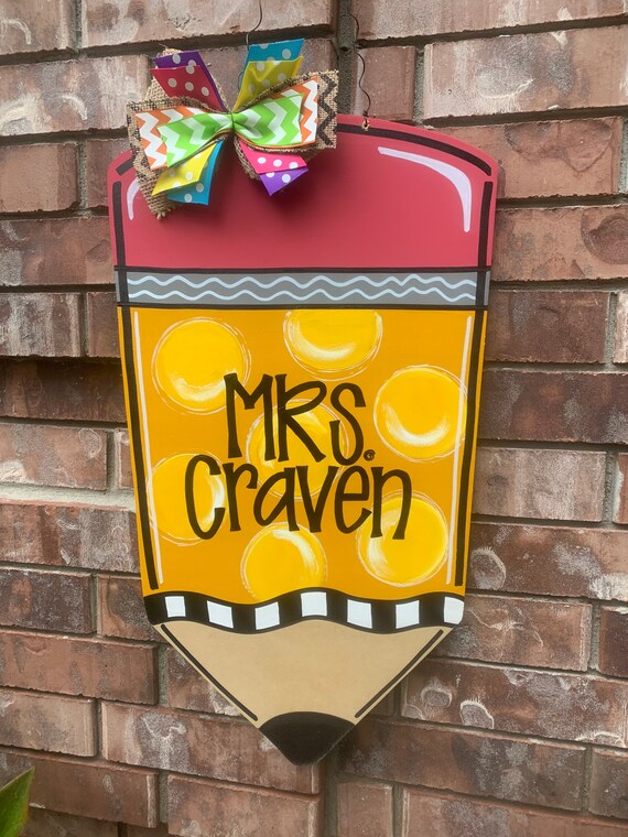 Wall Hangings School Teacher Gift Back to School Paper Pencil Teacher ...