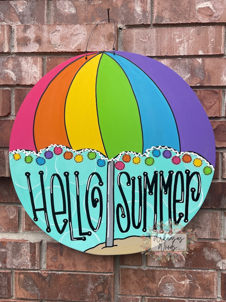 Summer Door Hanger Beach Ball Door Hanger Summer Wreath Etsy