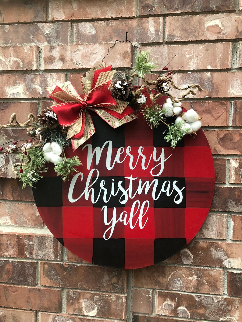 Christmas Door Hanger Insert Your Own Photo Christmas Tree Snow