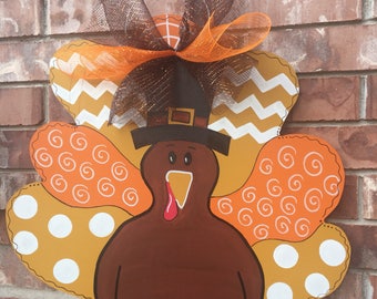 Turkey Door Hanger: Thanksgiving Fall Decor, 20x21.5 inch