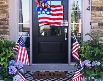 American Flag Door Hanger: Patriotic 4th of July Porch Decor