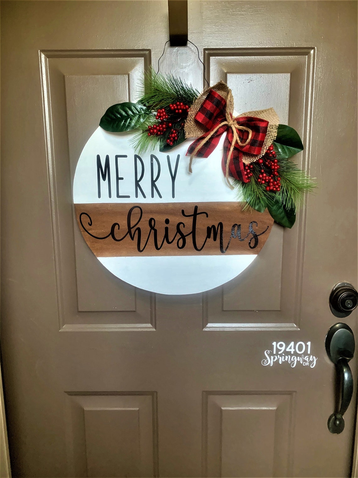 Christmas Door Hanger Christmas Wreath Neutral Christmas Etsy