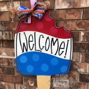 Popsicle Door Hanger, 4th of July Door Hanger, Patriotic Door Hanger, summer decor, patriotic wreath, patriotic decor, 4th of july wreath