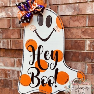 Halloween Door Hanger, Ghost door hanger, halloween wreath, halloween decor, ghost wreath, cute halloween decor, fall door hanger