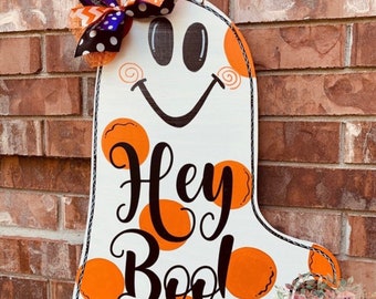 Handmade Ghost Halloween Door Hanger, Fall Decor