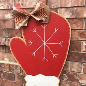 Winter door hanger, Mitten Door Hanger, Winter wreath, Winter decor, Snowflake wreath, snowflake door, snow door hanger, snowflake decor image 2