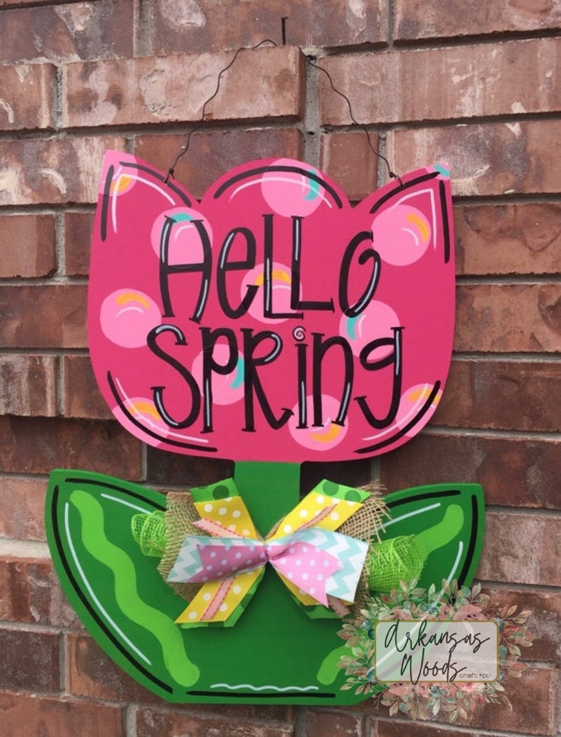 Spring Door Hanger Flower Door Hanger Tulip Door Hanger Etsy