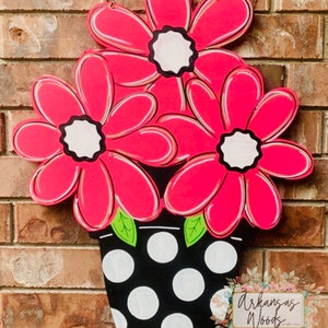 Spring Door Hanger, Summer Door Hanger, Flower Pot Door Hanger, Flower Door Hanger, Flower Wreath, Summer Wreath, Flower Door Decoration
