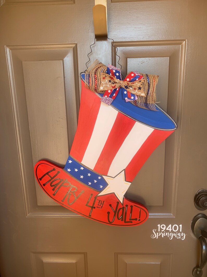 Patriotic Door Hanger Patriotic Wreath 4th of July Door Etsy