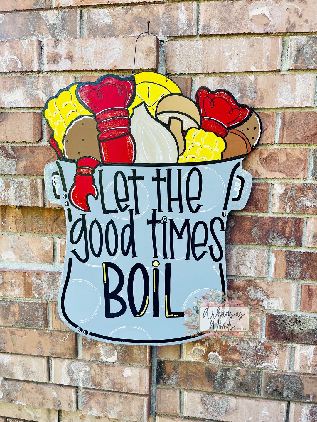 Whereable Art Vieux Carre Crawfish Boil Door Hanger