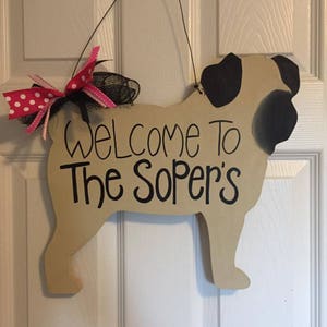 Pug Door Hanger: Dog Lover Gift, Housewarming Decor