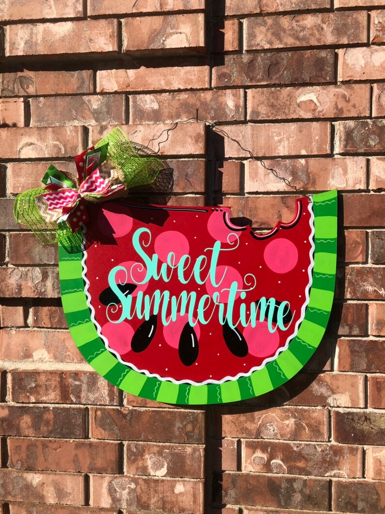 Watermelon Door Hanger Summer Door Hanger Watermelon Wreath Etsy