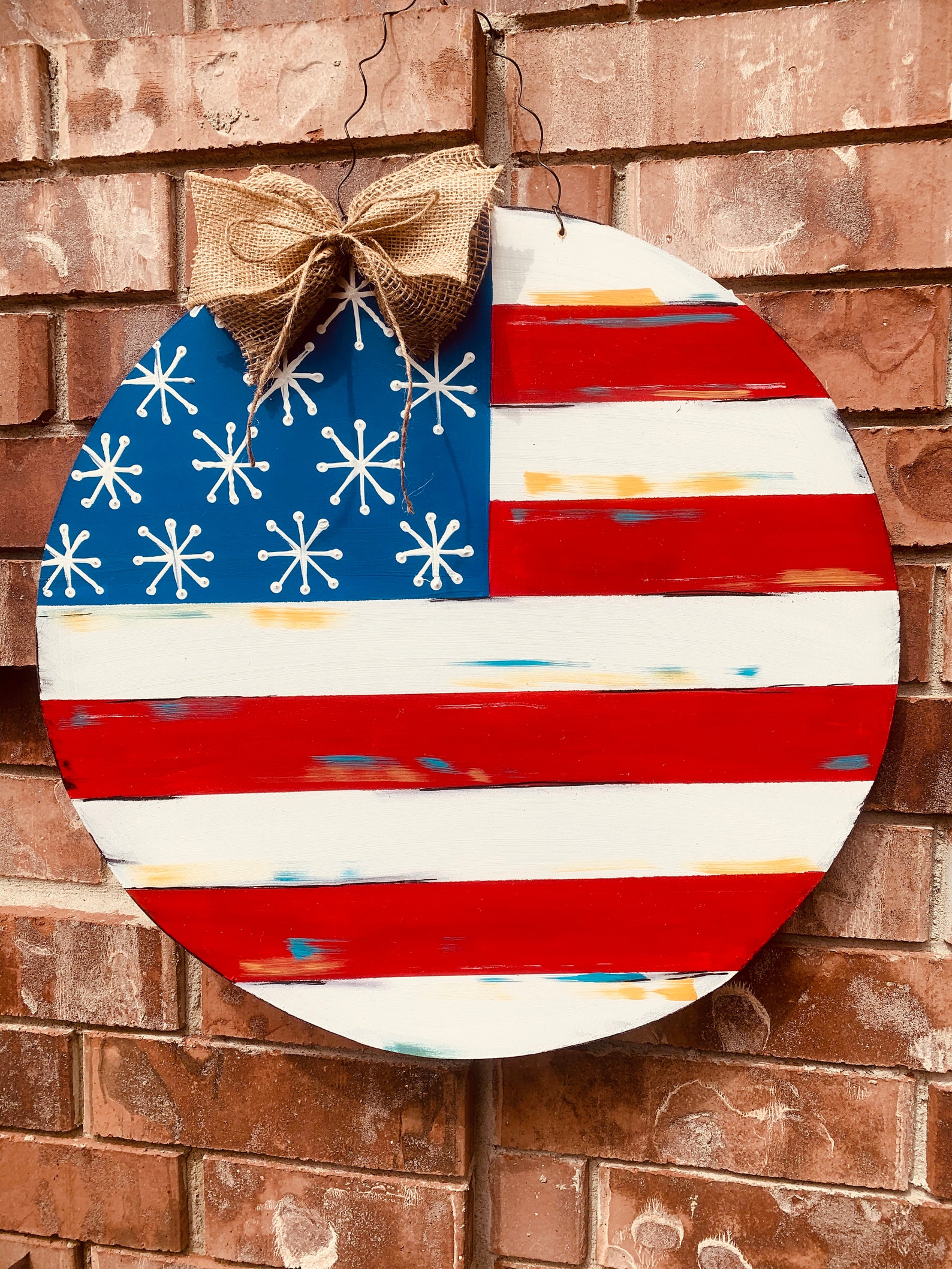 Patriotic door hanger american flag door hanger 4th of july Etsy