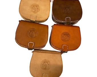 Leather messenger bag, Moroccan bag, handmade bag, brown tan orange
