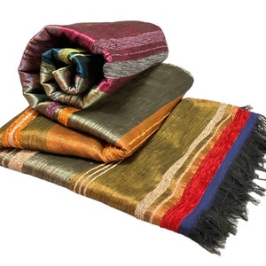Handmade Cactus Silk Throw, Moroccan Blanket, Multi Colour Bedspread, Vegan Moroccan handmade blanket throw