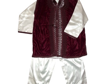 Moroccan Traditional Outfit for boys, set of 3 jabador, boys Eid gift, velvet Moroccan outfit