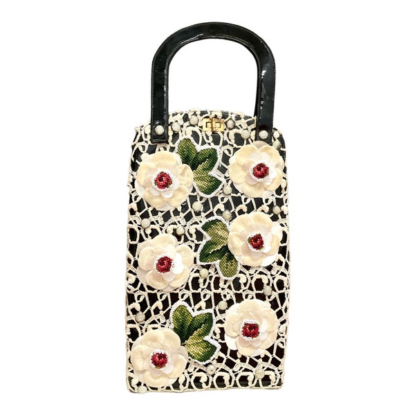 Jolles ORIGINAL Floral Bag - Vintage 1950s (dimensions 37cm x 22cm x 8cm)