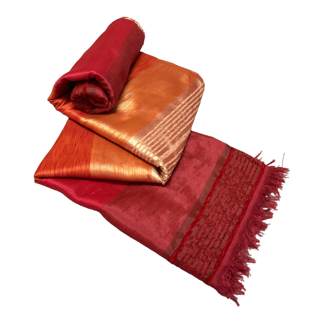 Golden Yellow Moroccan Throw 2.90 X 2m Red Handcrafted Moroccan Sabra ...