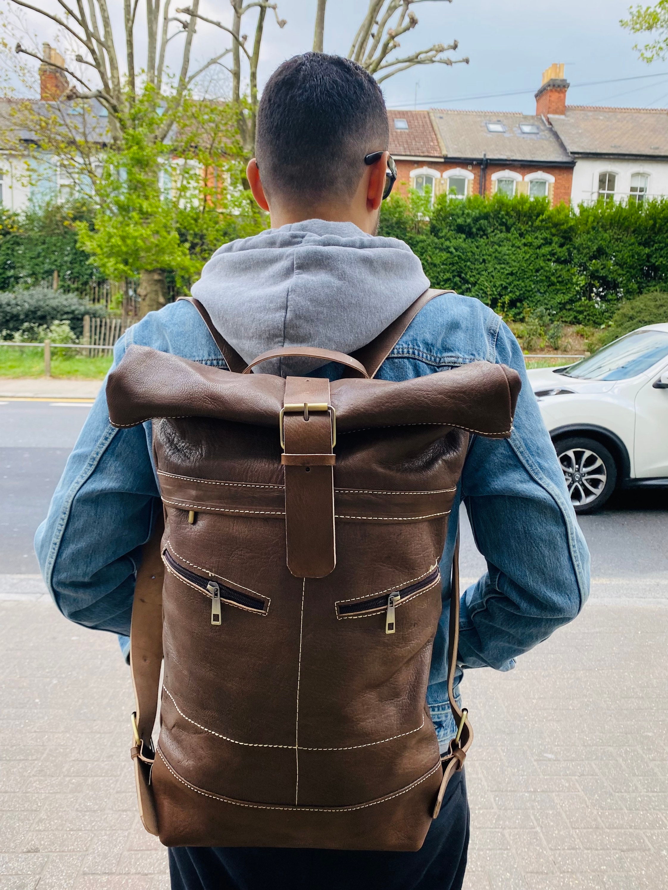Leather Zip Backpack Etsy Canada