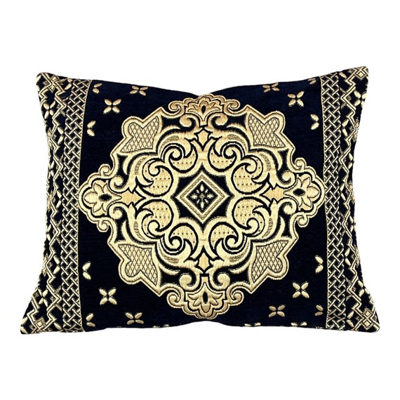 Large Moroccan Salon Pillow Cover Navy Pillow Cover Oversized