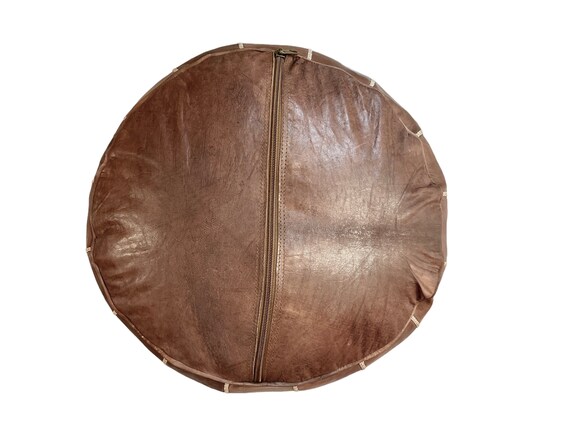 ハンドメイド本革モロッコマットライトブラウンプーフ - 高級100%本革